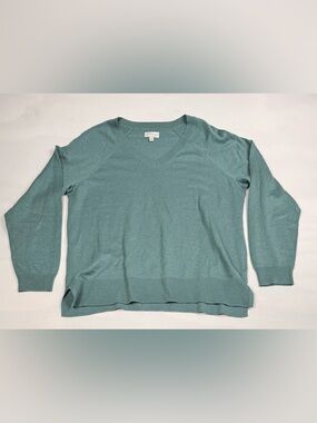 Lucky Brand V-Neck Long Sleeve Sweater Cotton Blend Green Women’s L